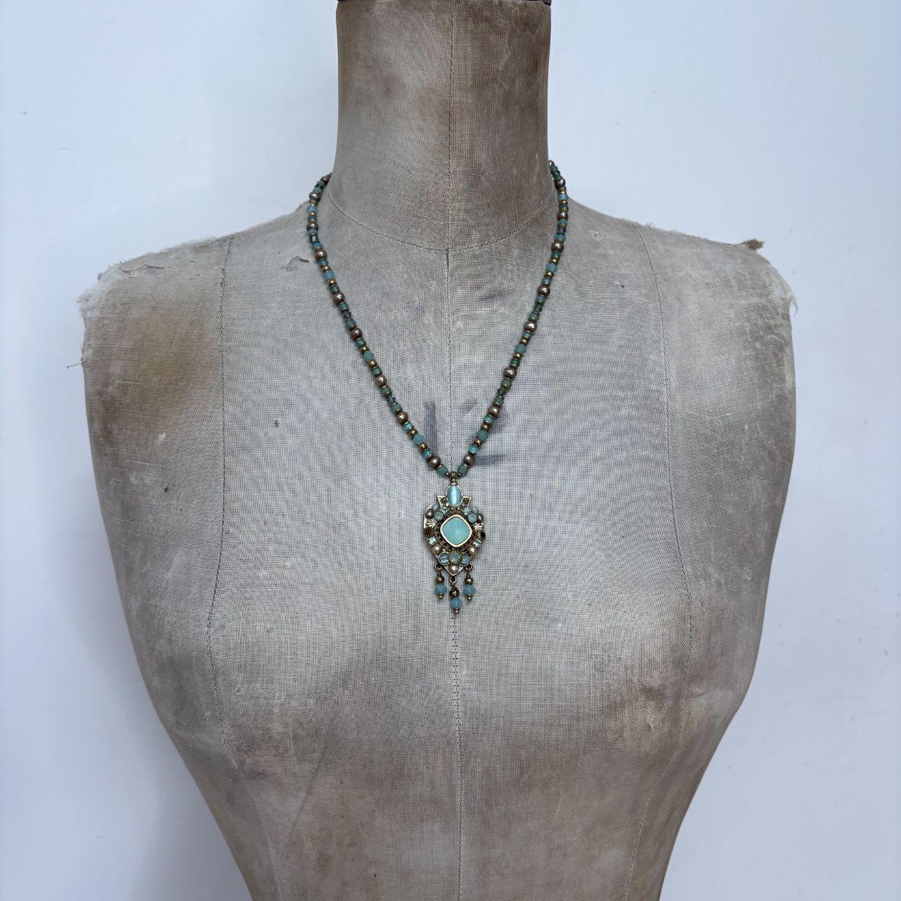 Beaded boho stone necklace