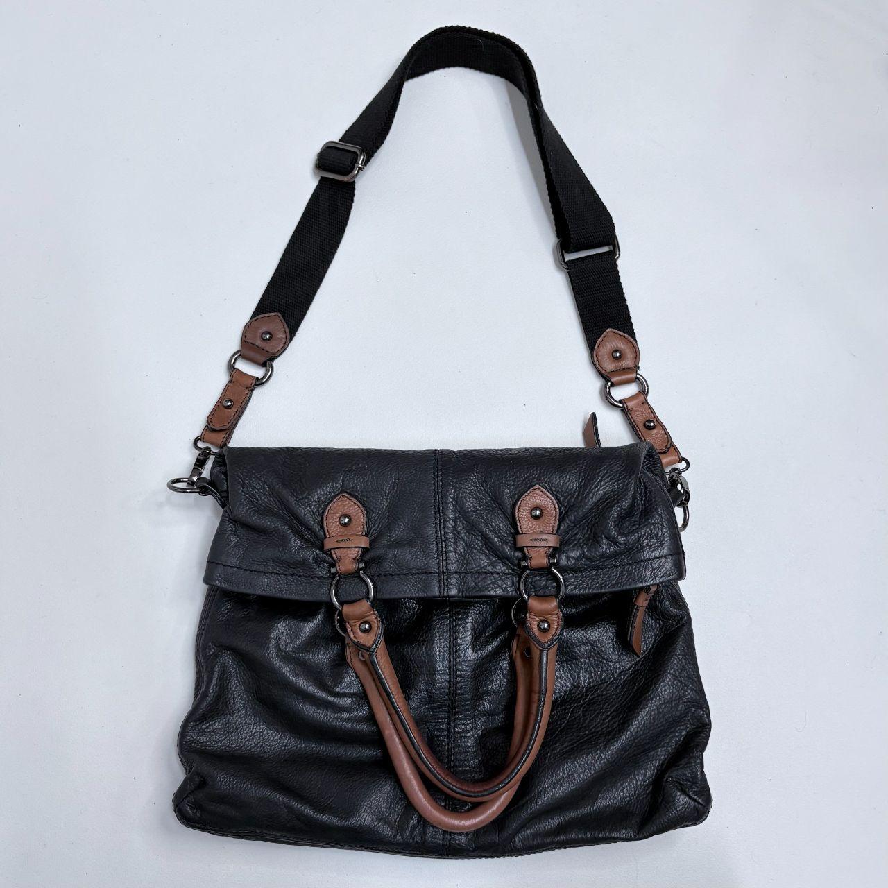 Black buckle leather bag