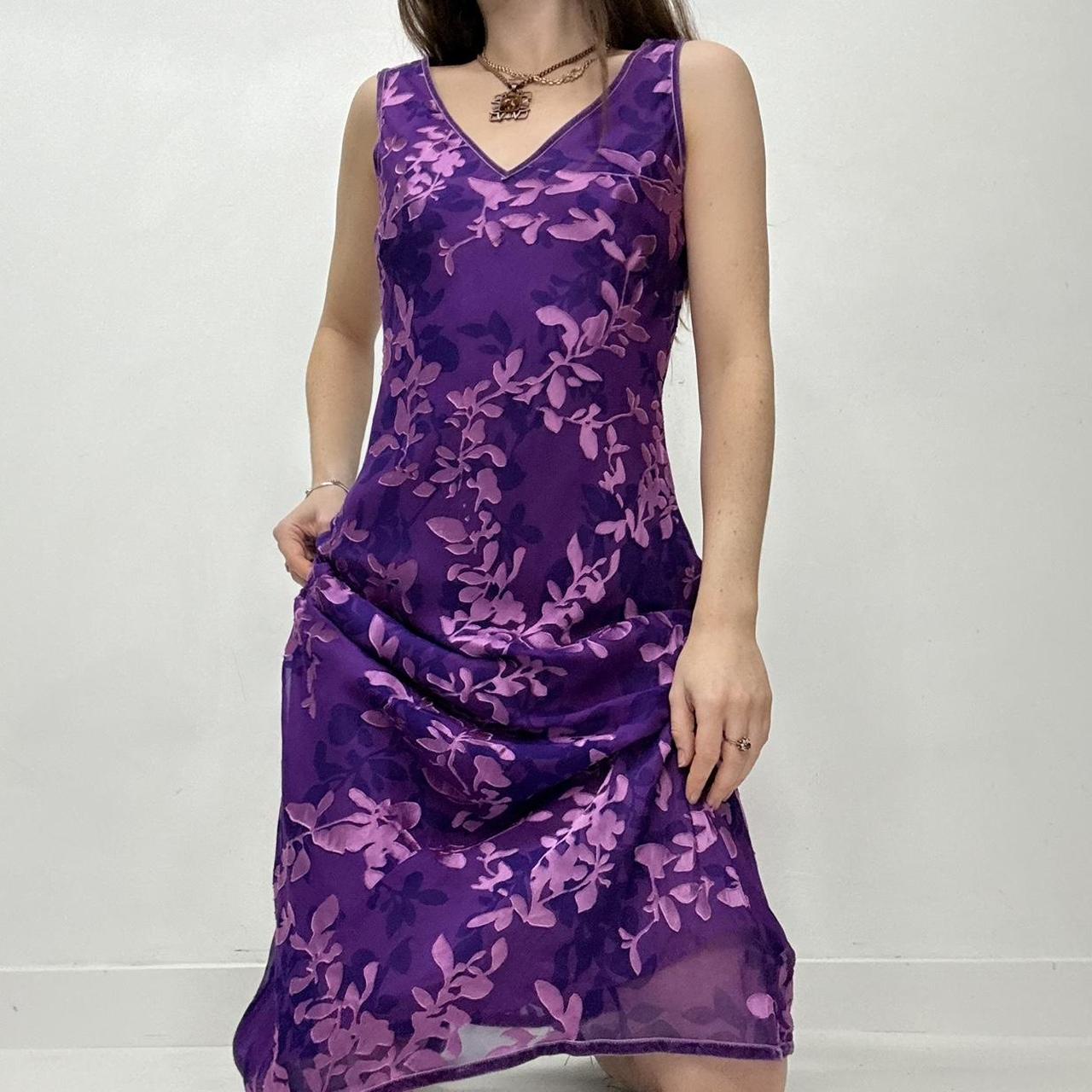 Silk bias cut floral embossed midi dress