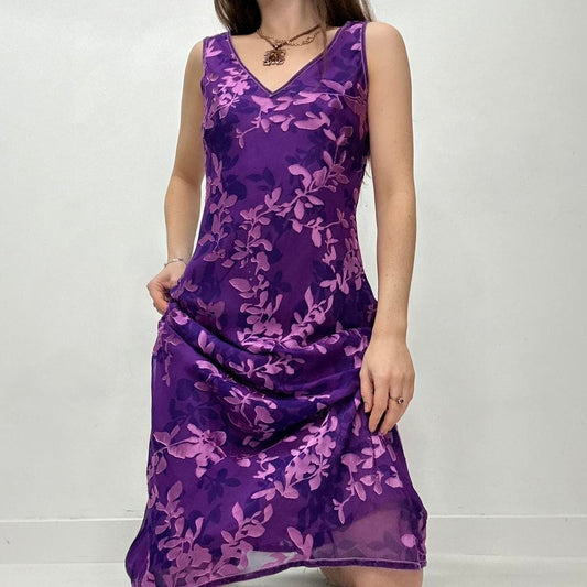 Silk bias cut floral embossed midi dress