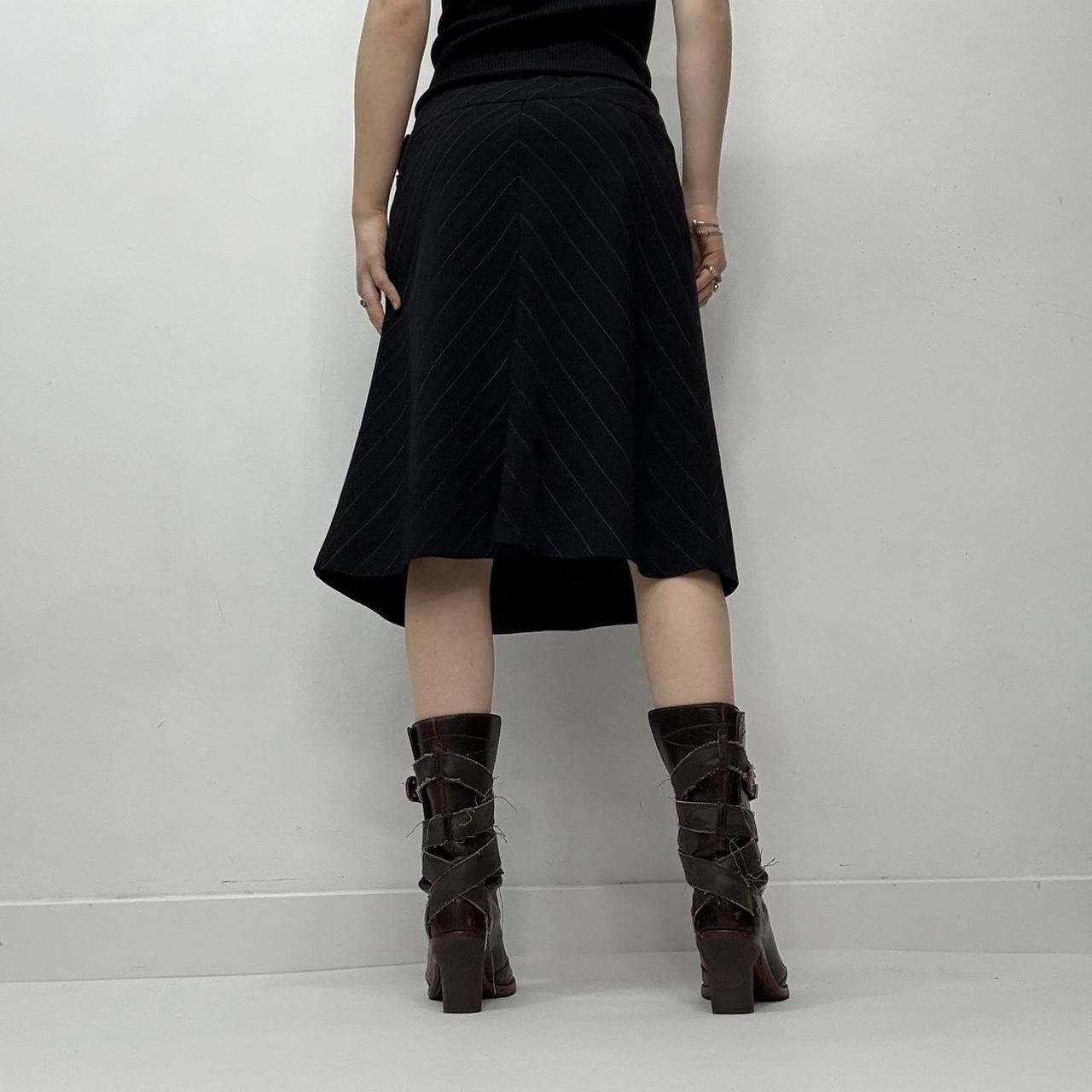 Black pinstriped fitted office skirt