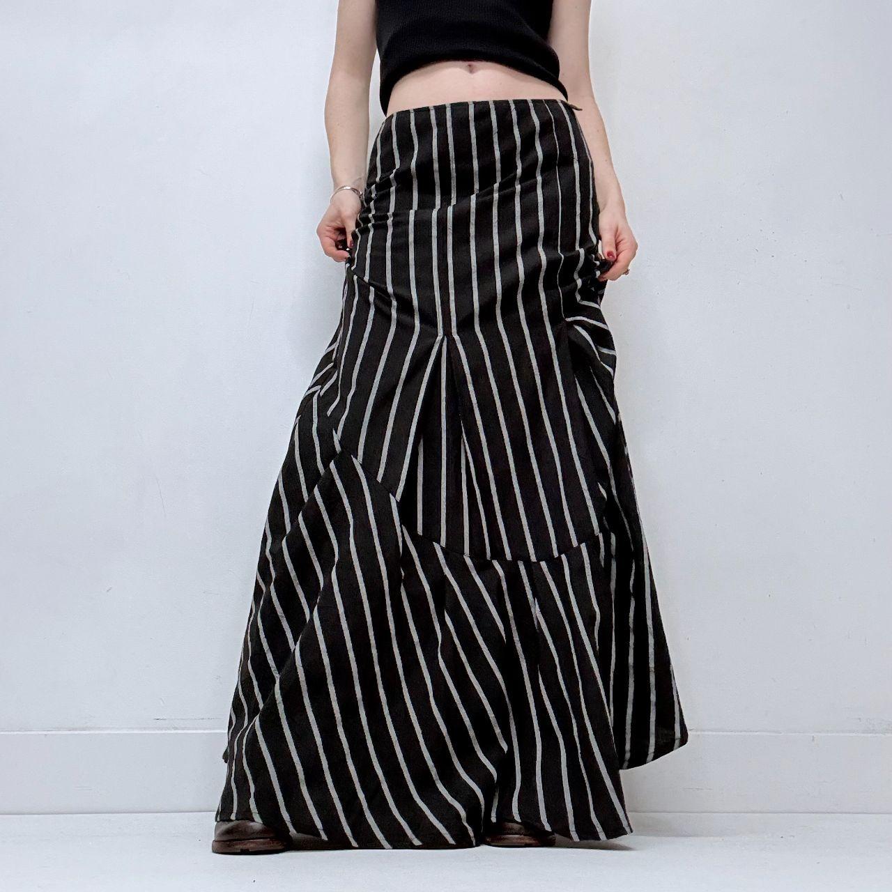 Save the Queen pinstripe flared maxi skirt
