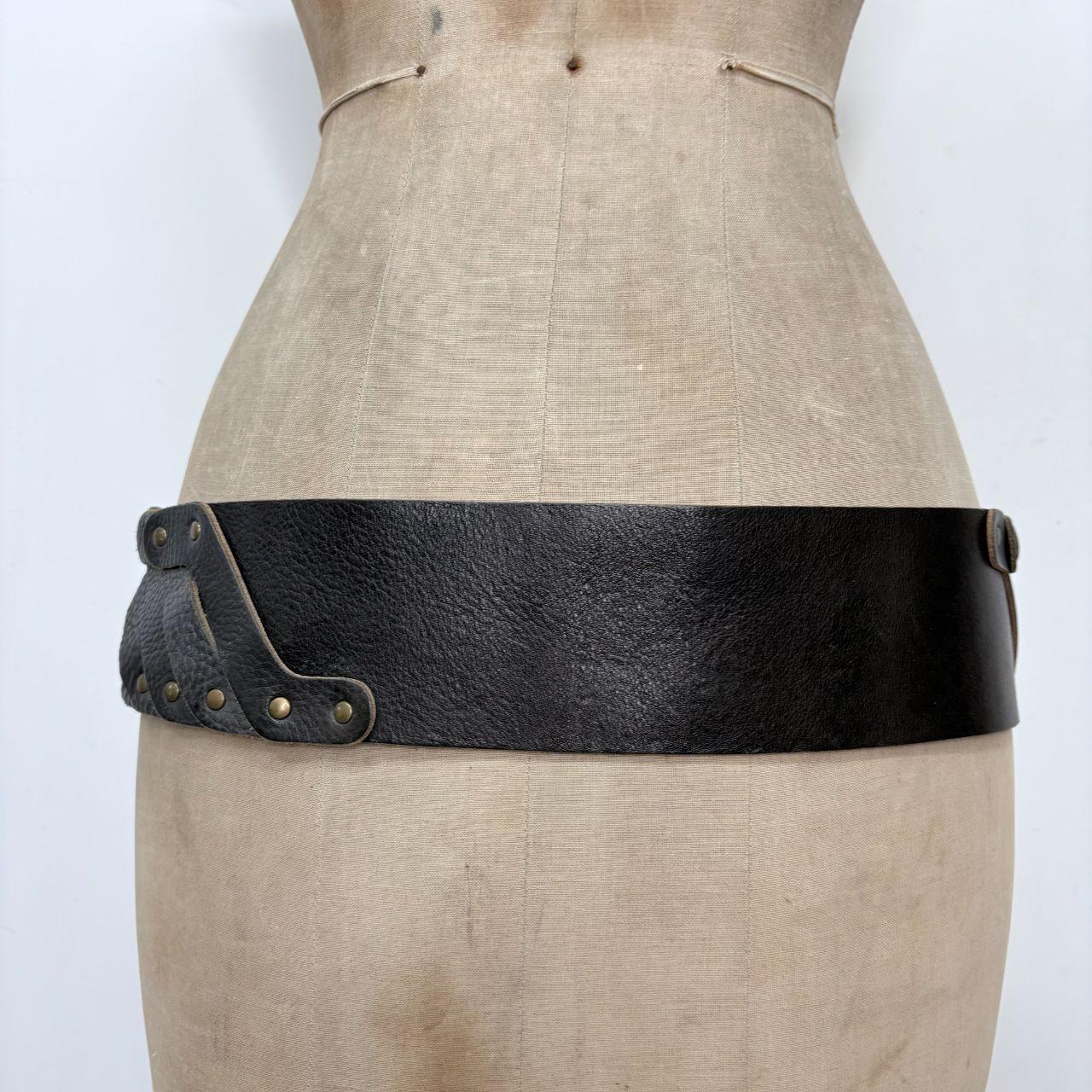 Thick black leather studded belt