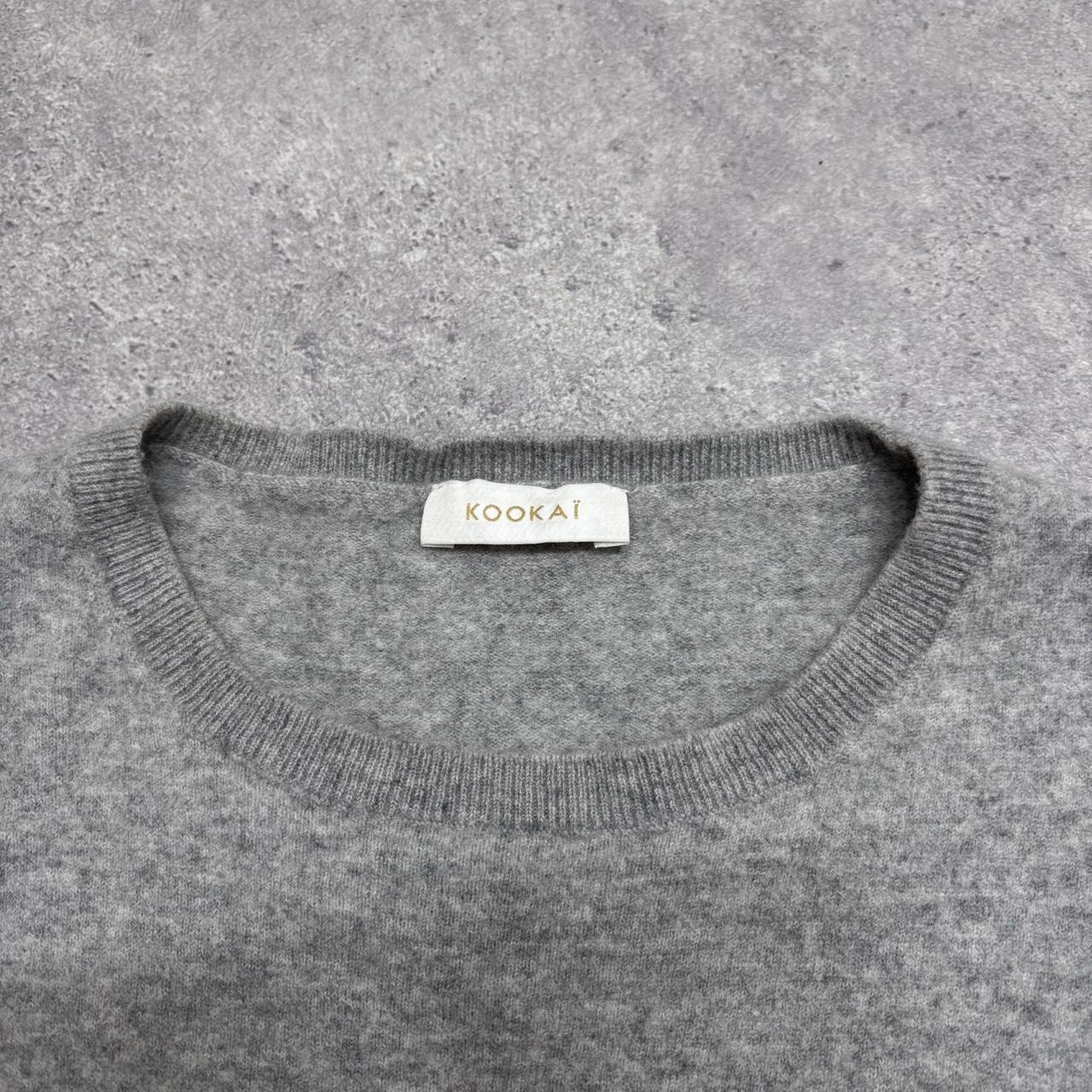 Slouchy cropped grey wool cashmere knit jumper
