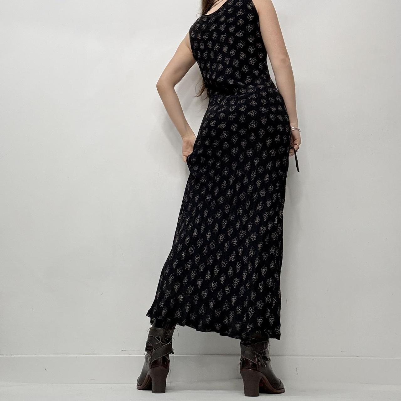 Black bias cut floral maxi dress