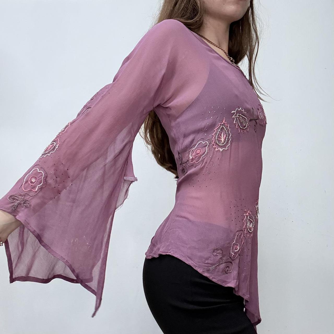 Sheer asymmetric flared fairy shirt