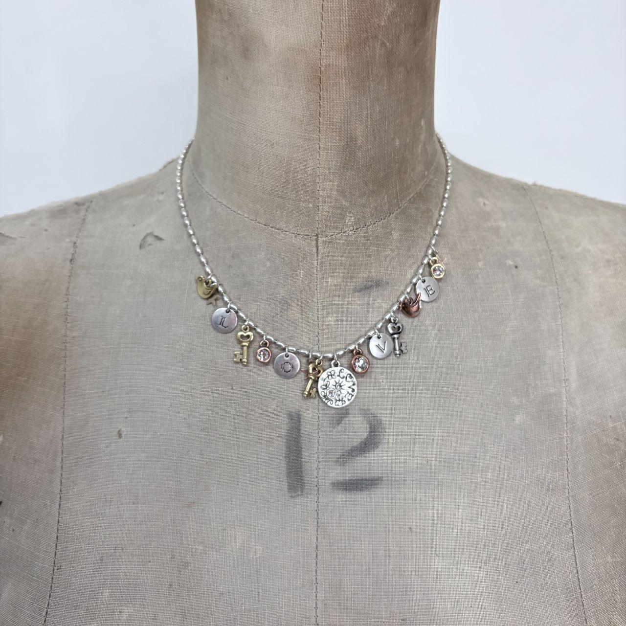 Silver charm coin necklace