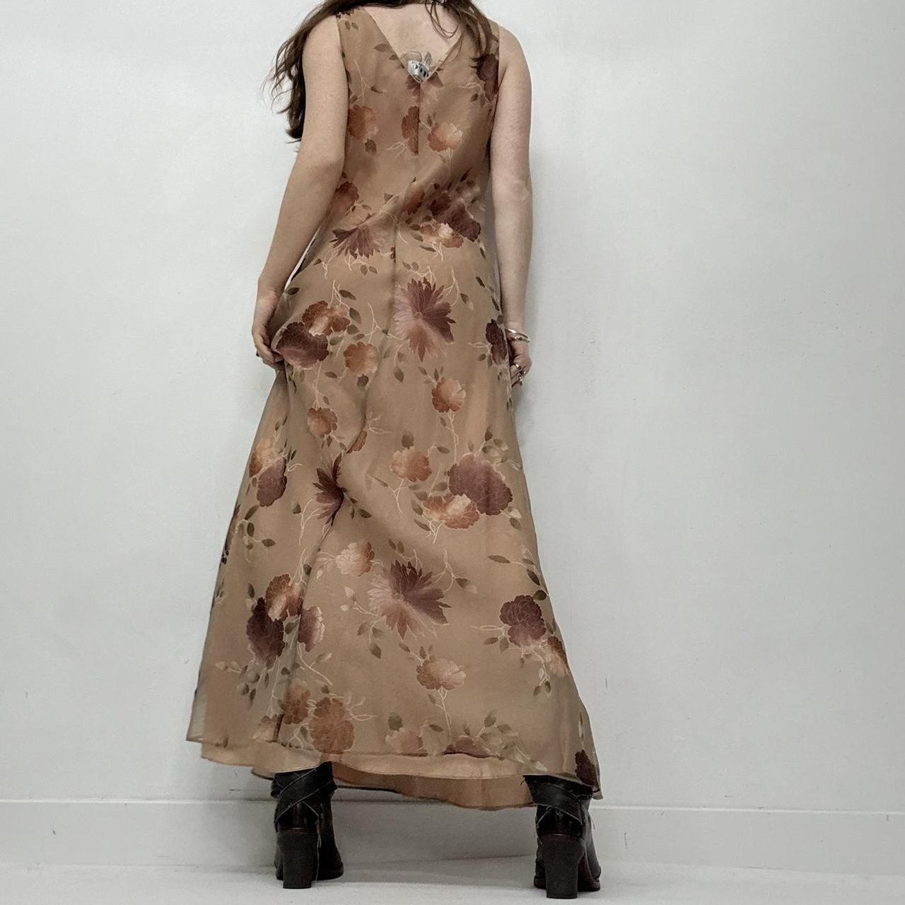 Brown floral bias cut maxi dress