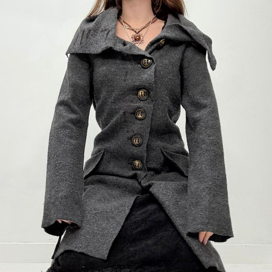 Grey asymmetric button pea coat