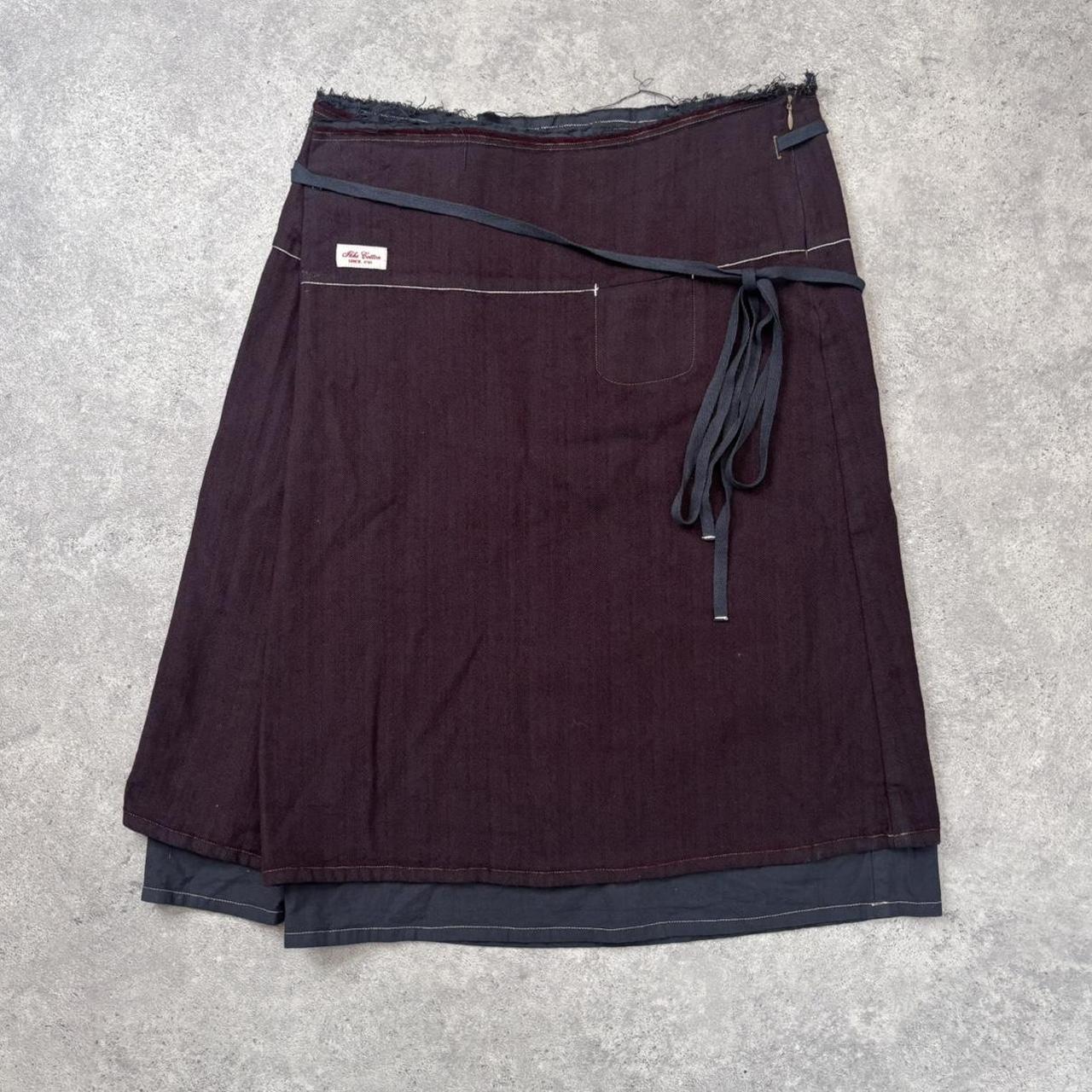 Burgandy wrap-over layered midi skirt