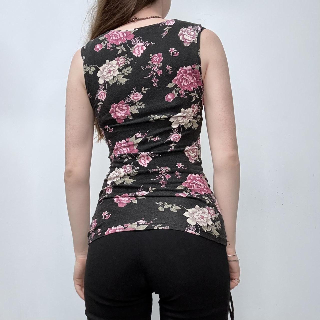 Black floral lace vest top