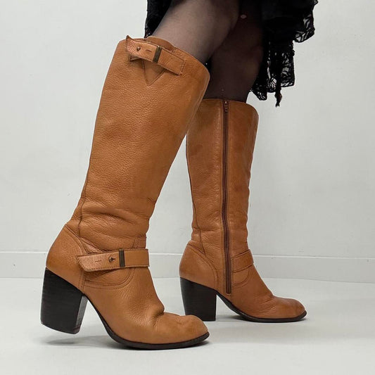 Tan leather campus boots