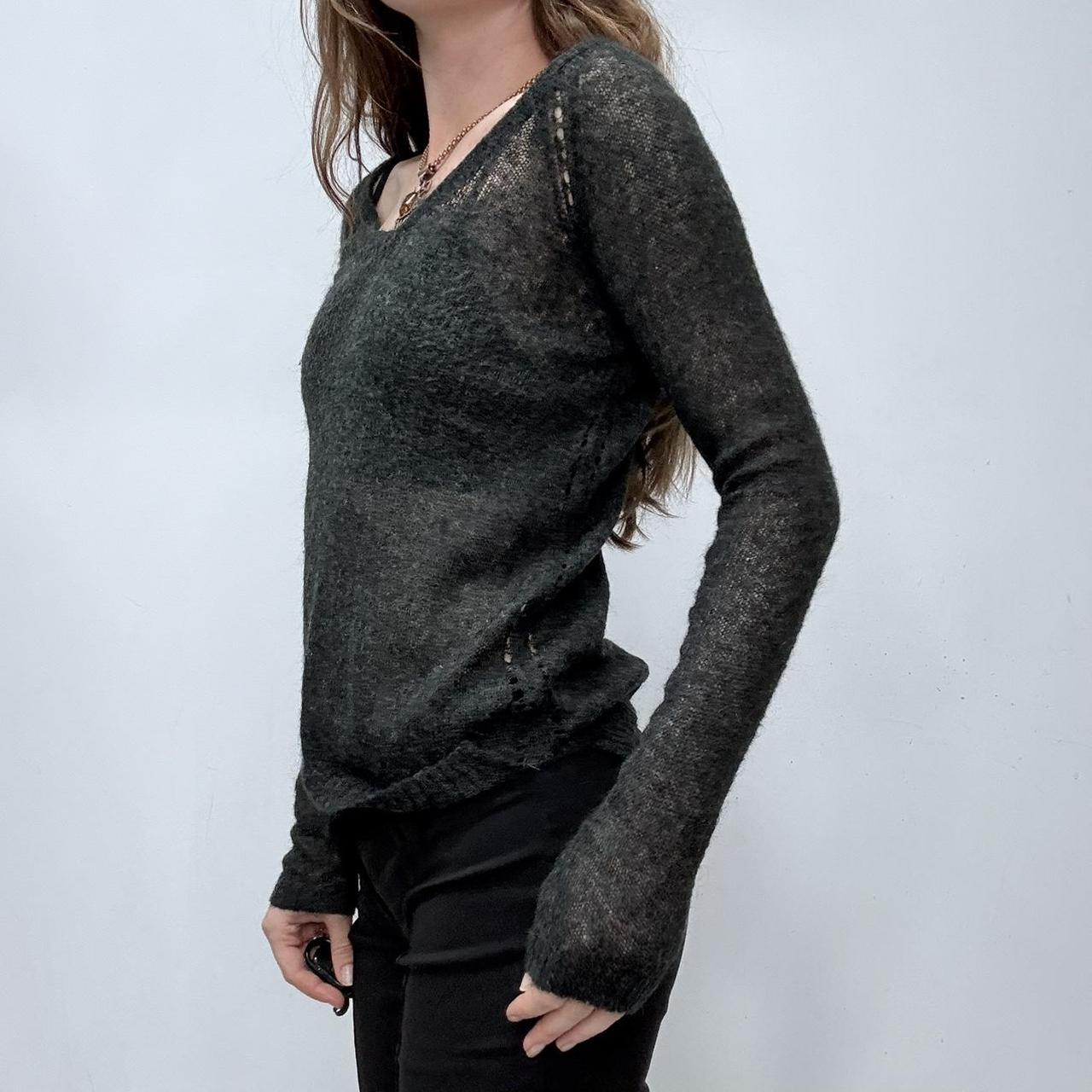 Grey sheer mohair knit slouchy jumper