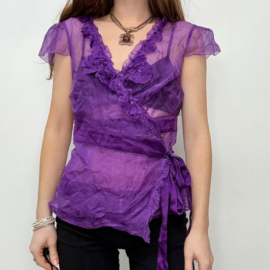 Sheer ruffle flutter fairy blouse