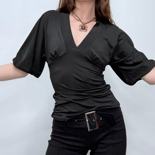 Black fitted flared puff shirt