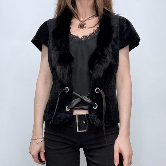 Black velvet cropped mini corset jaket
