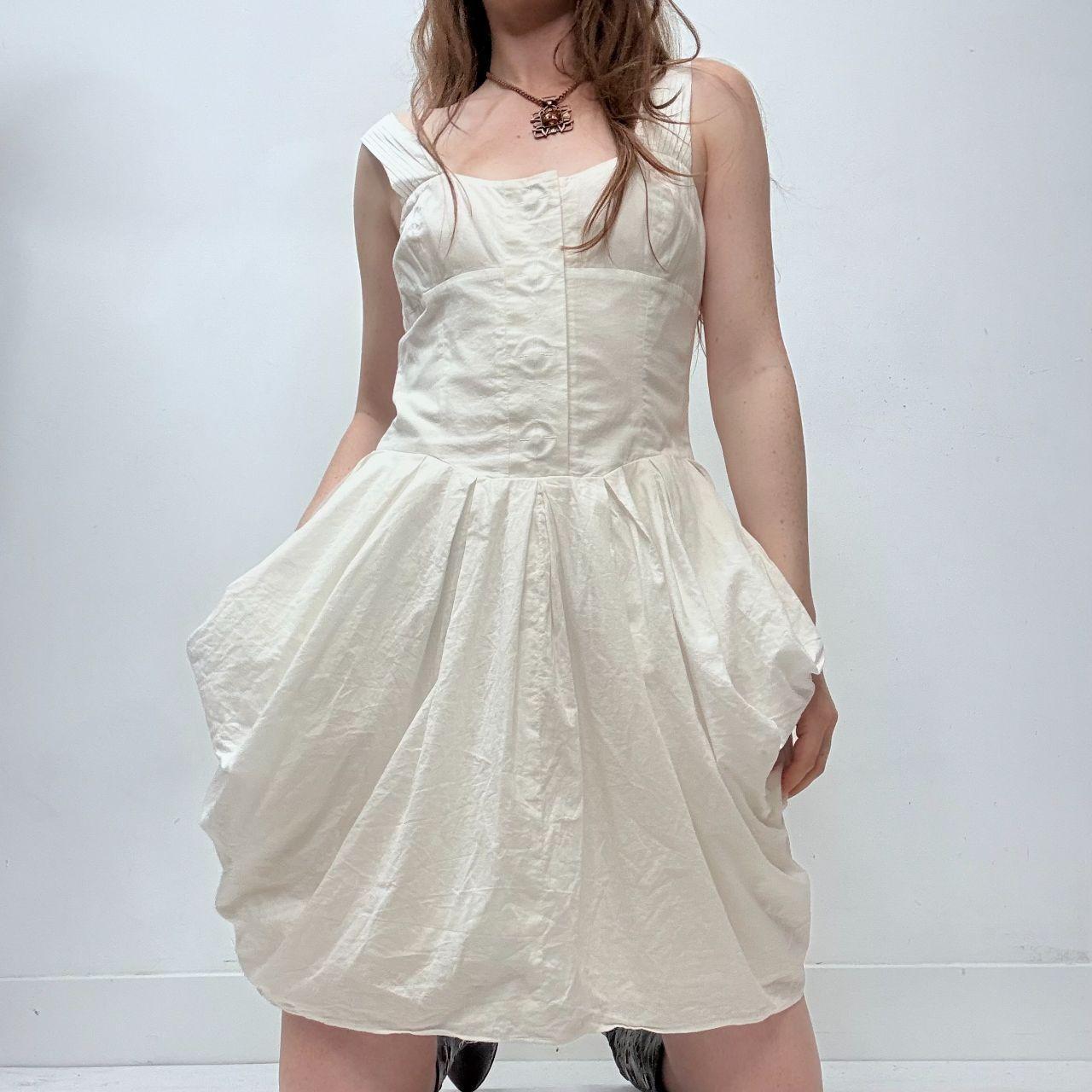 White puff gathered draped allsaints dress