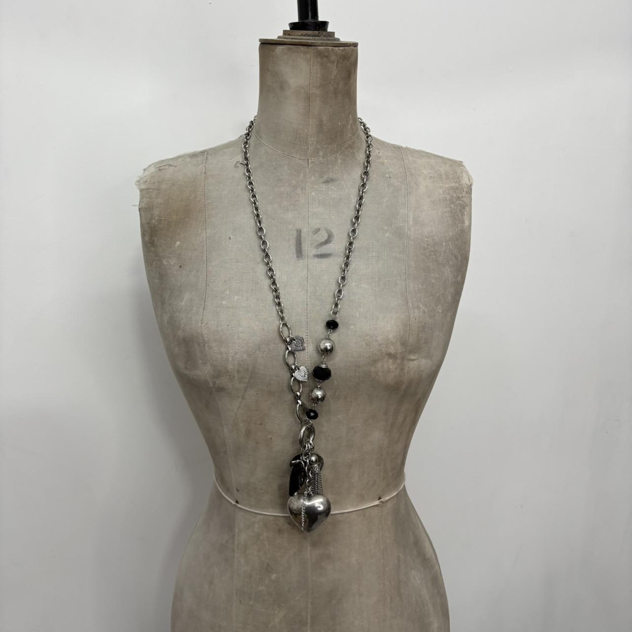 Silver metal heart waist chain belt