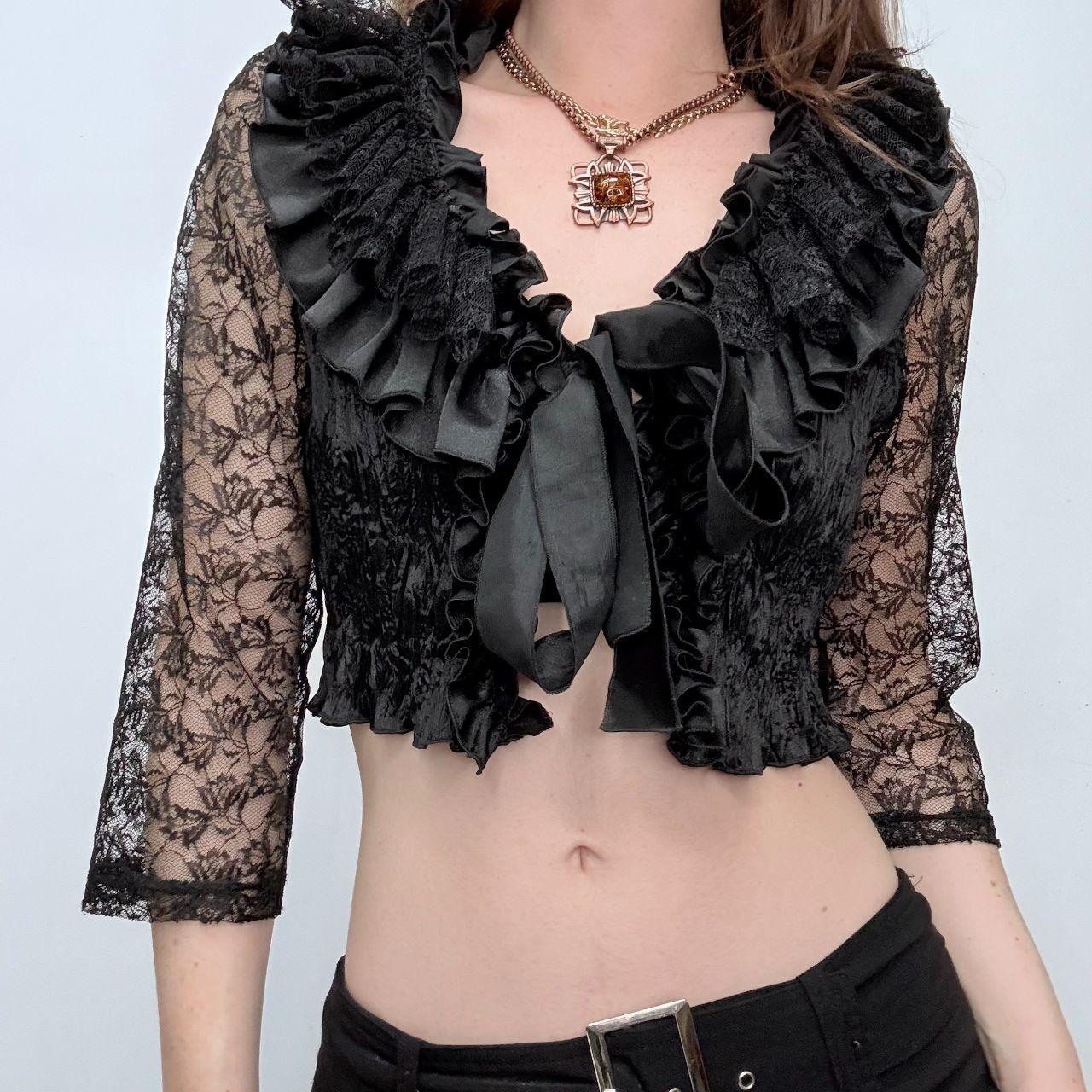 Black lace crinkle gothic cardi top