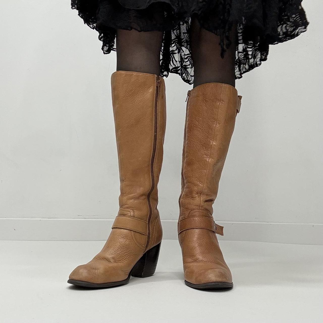 Tan leather campus boots