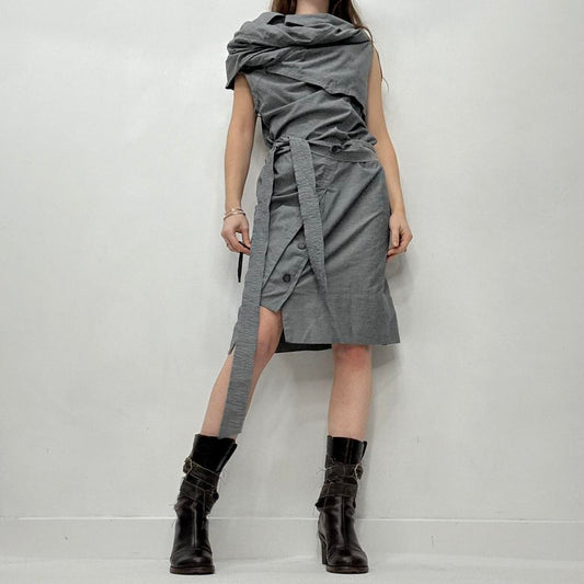 Asymmetric layered archival all-saints dress
