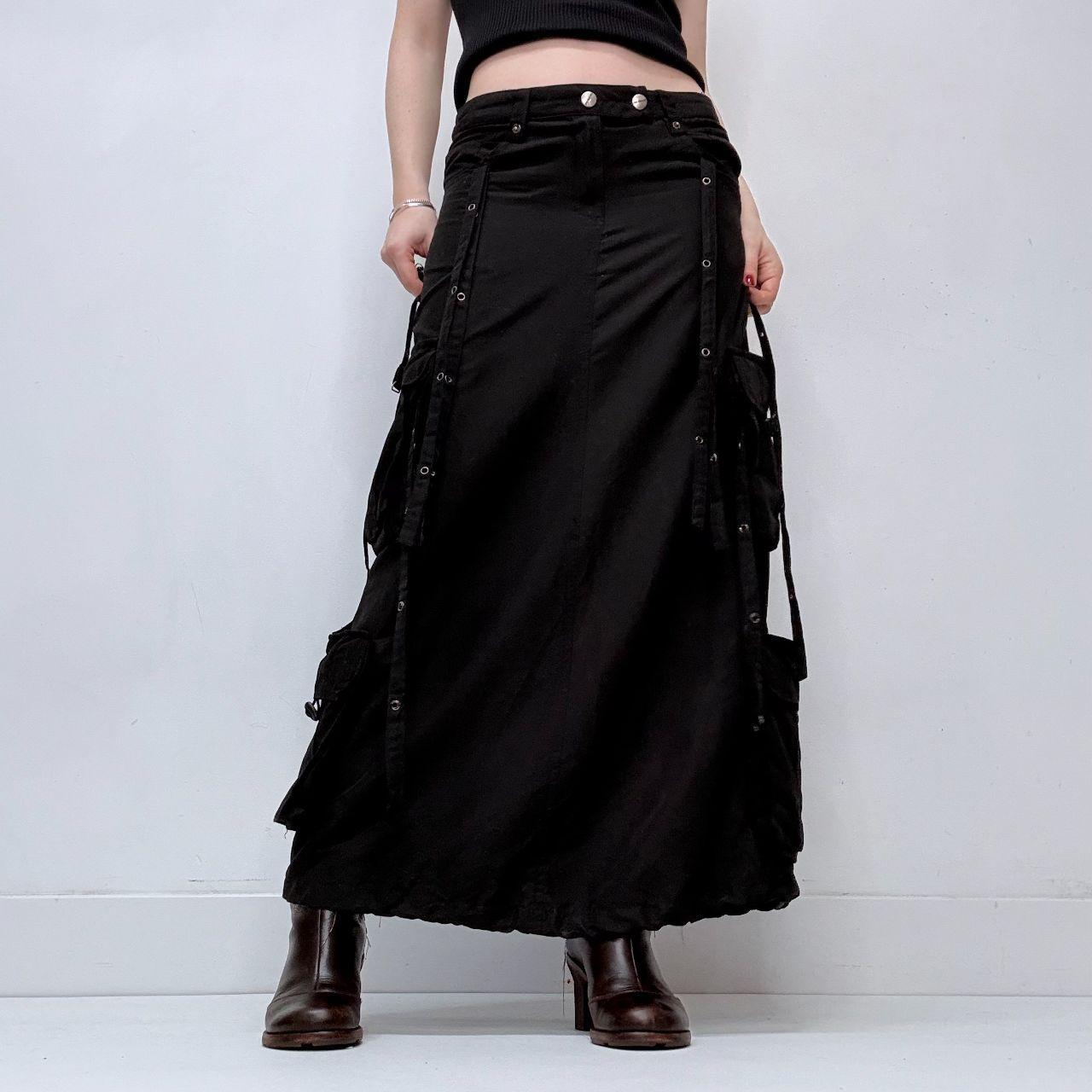 Black low rise parachute gothic skirt