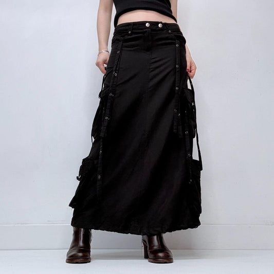 Black low rise parachute gothic skirt