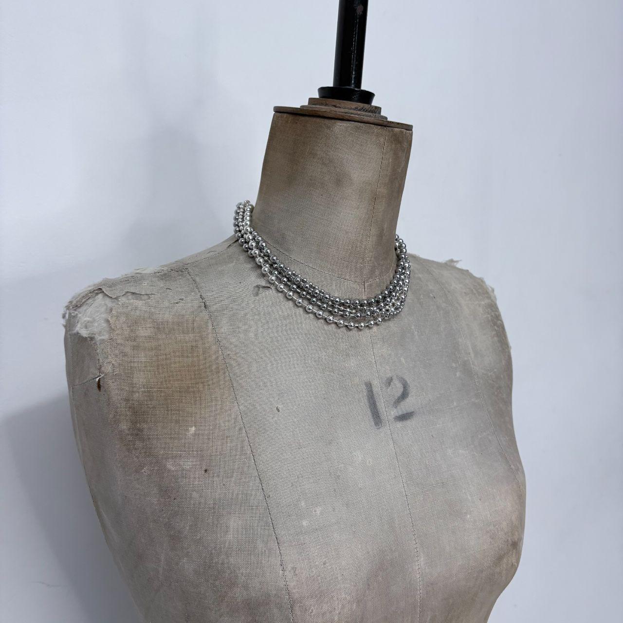 Silver ball layered chain necklace