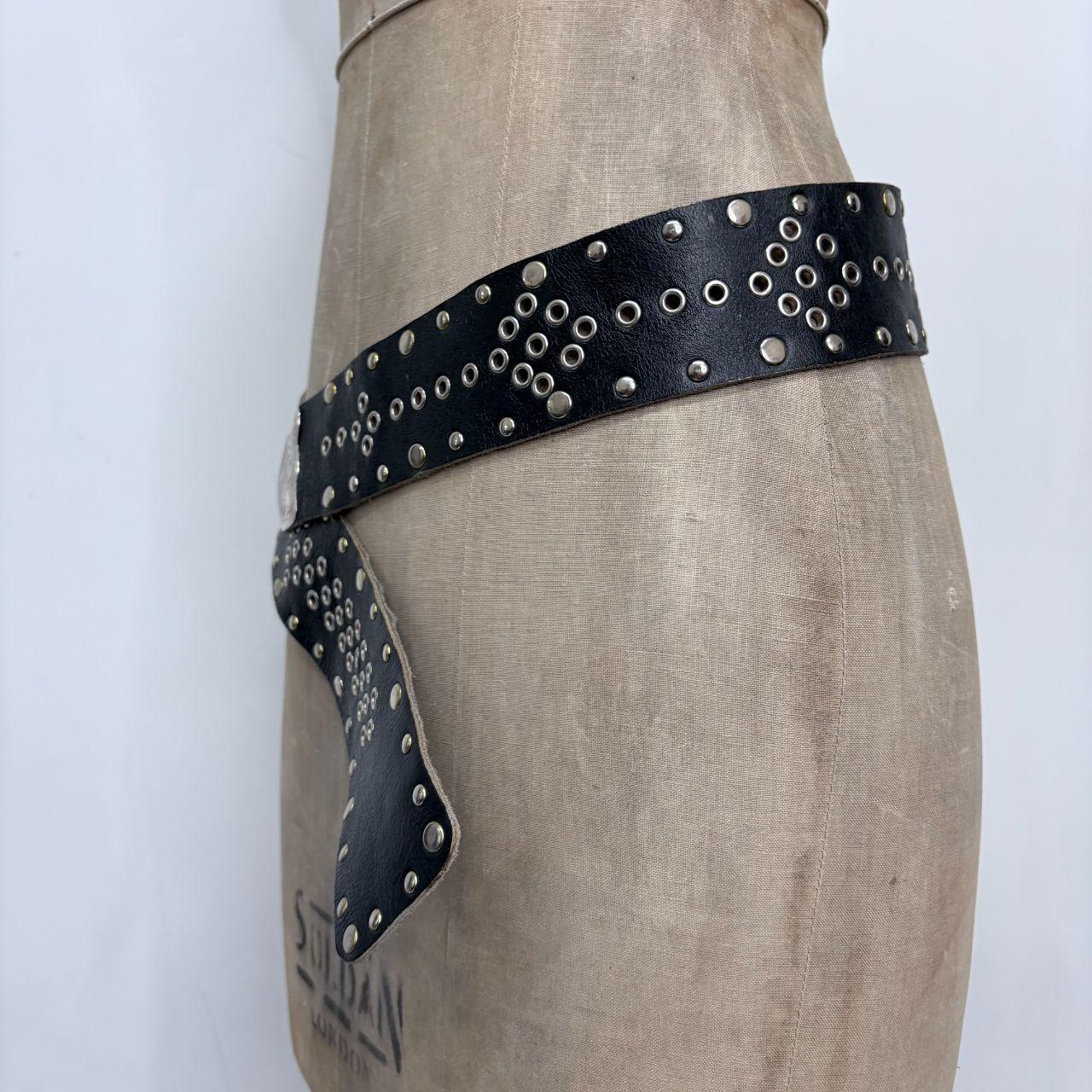 Black leather studded western belt
