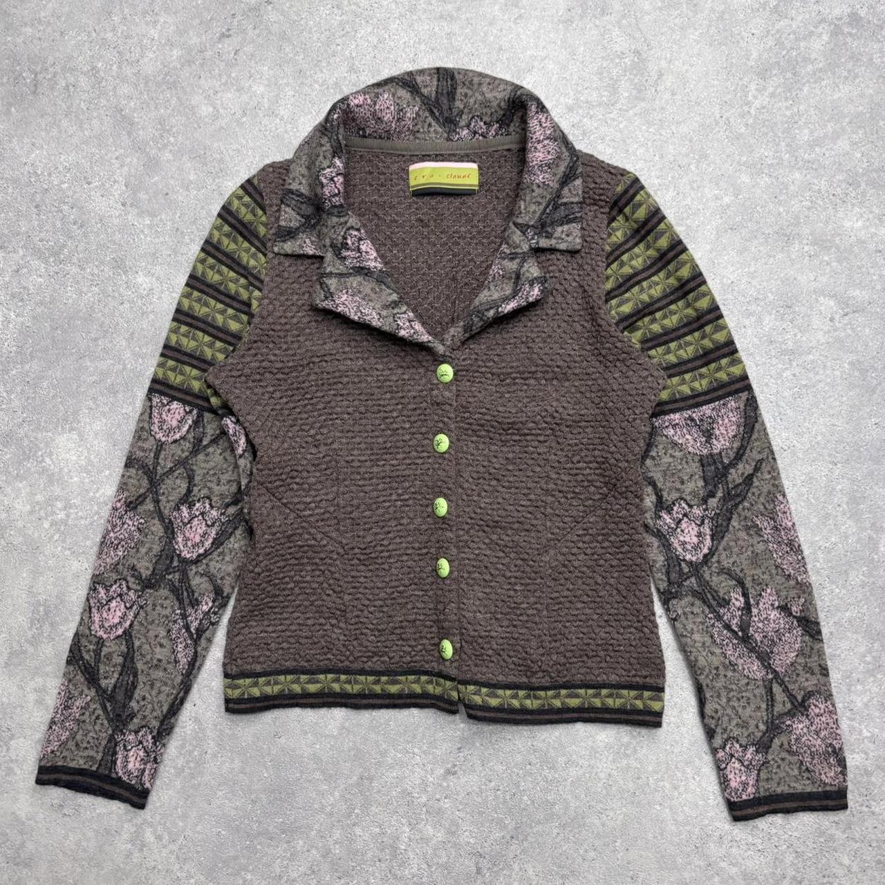 Knitted patterned knit cardigan