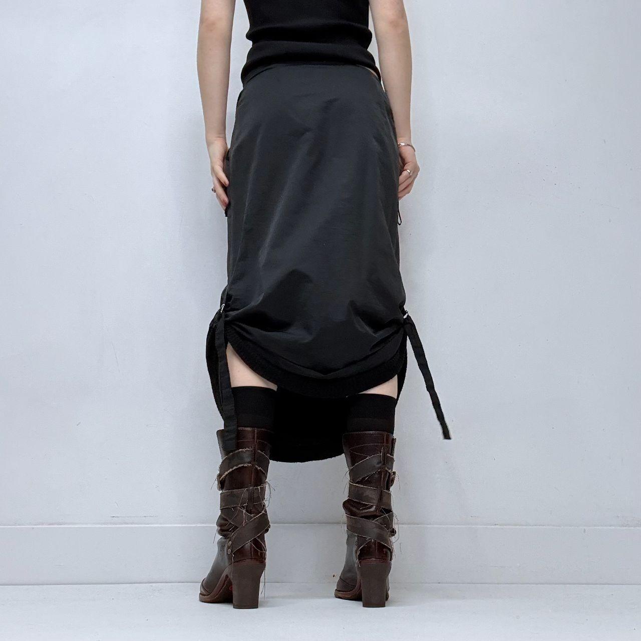 Black cinch grunge midi skirt