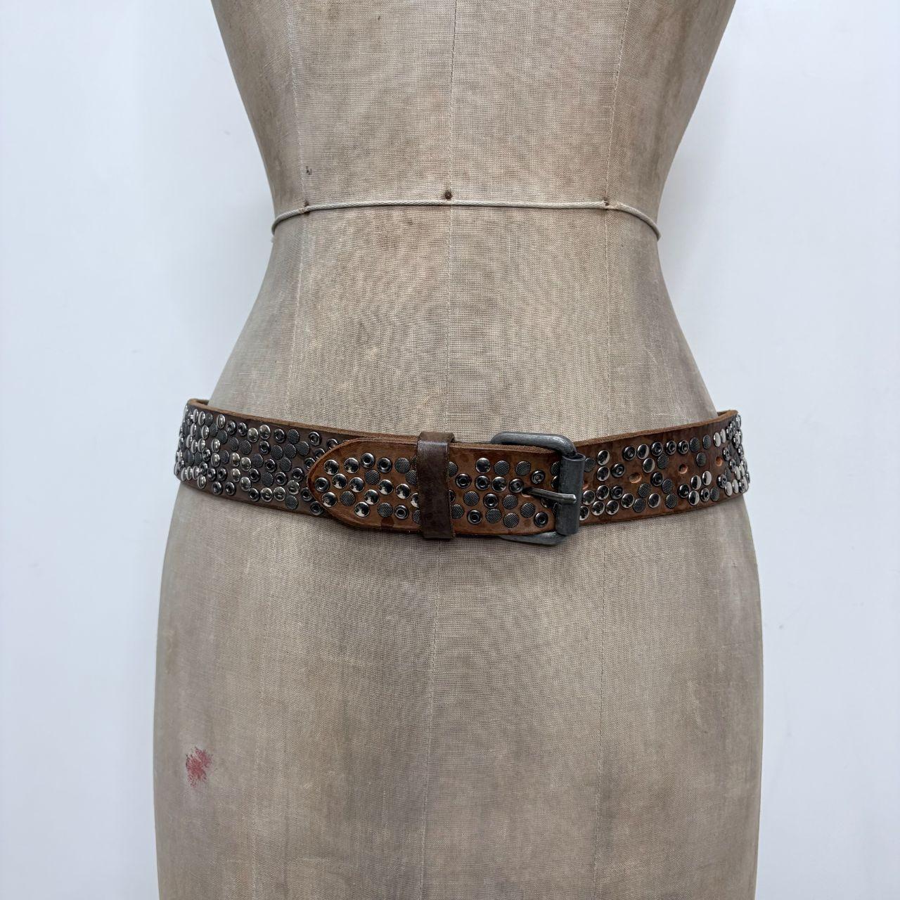 Brown leather studded grunge belt