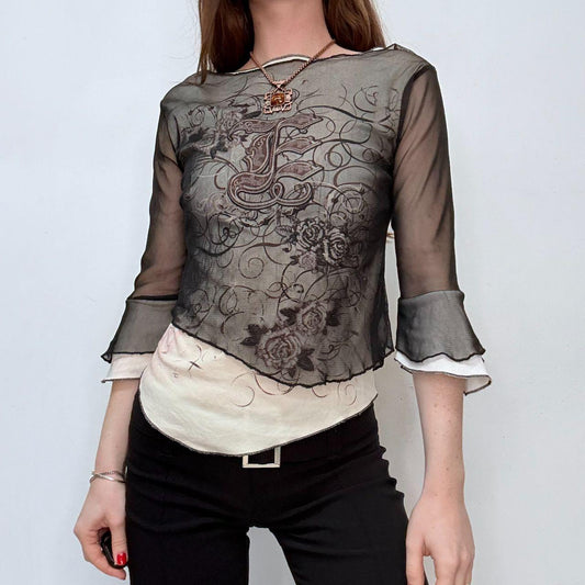 Graphic layered flared y2k shirt
