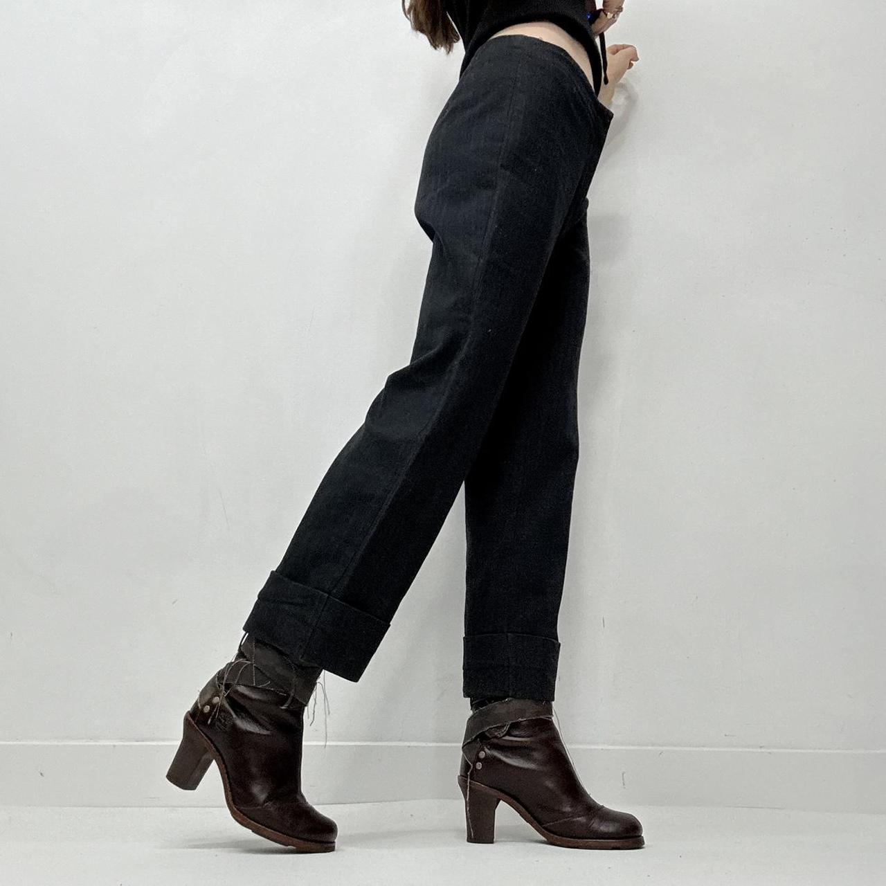 Dark navy flared wide leg minimalist trousers