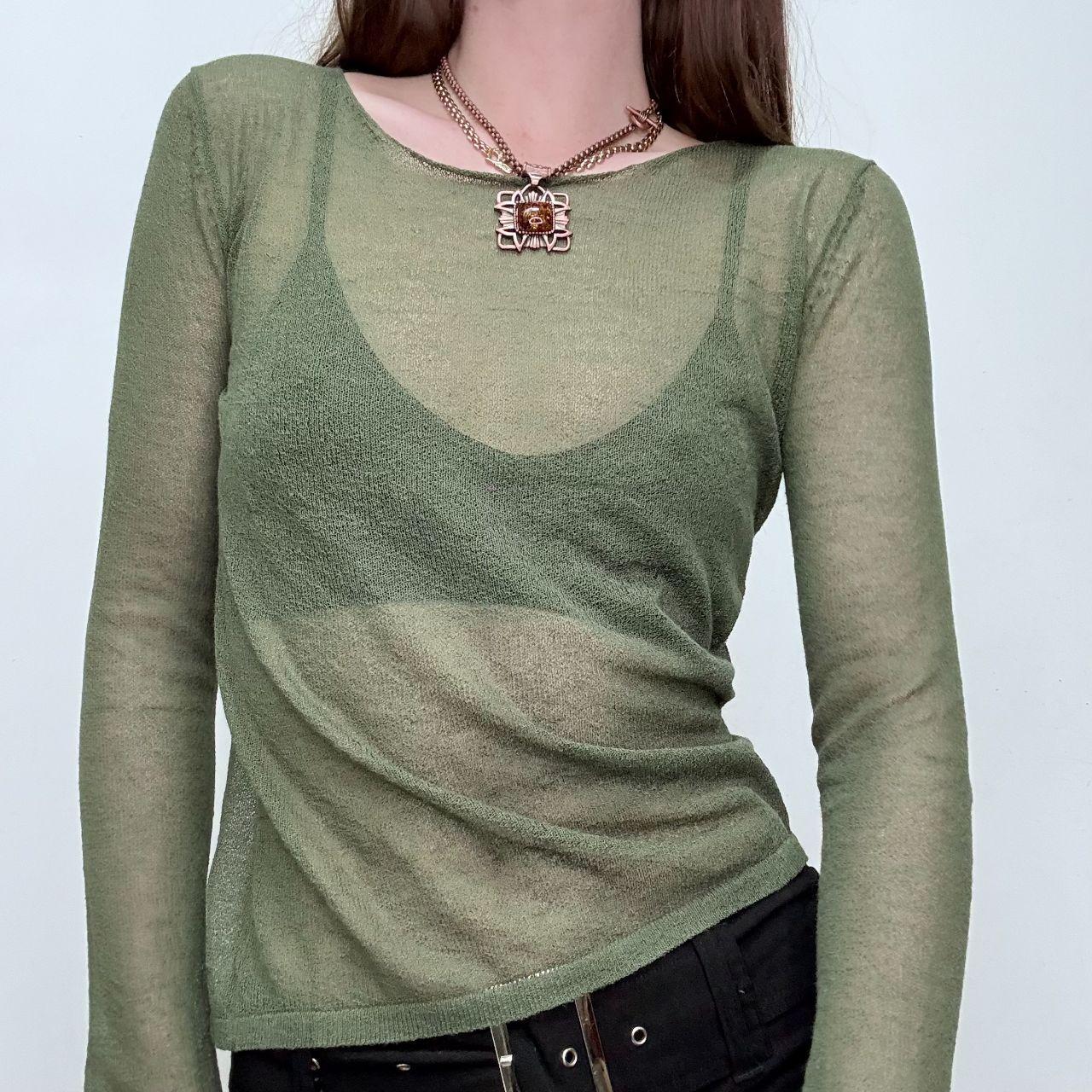 Sheer knit green top