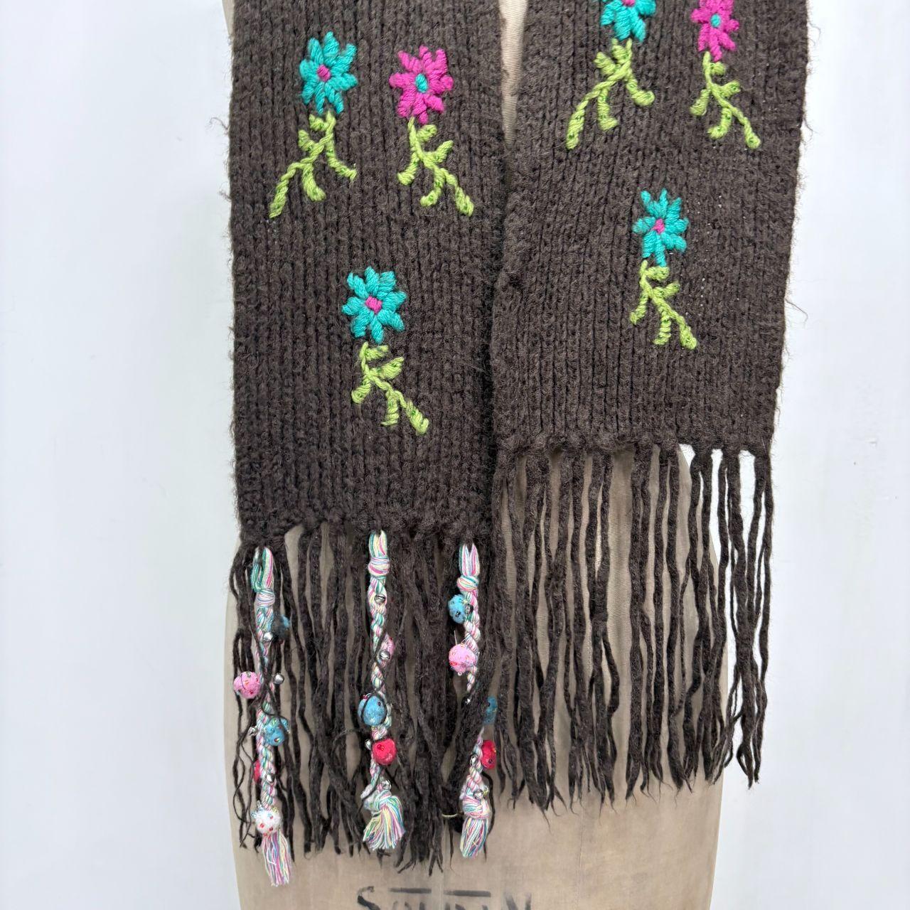 Brown flower fairy wool scarf