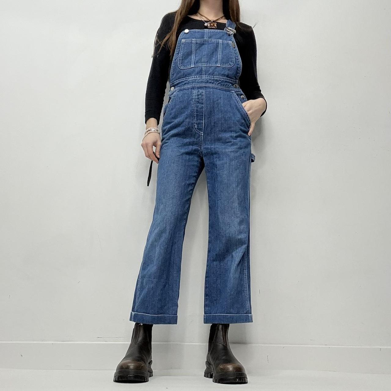 Denim wide leg dugarees