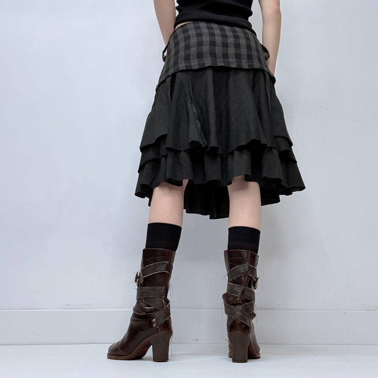 Layered black striped ruffle skirt