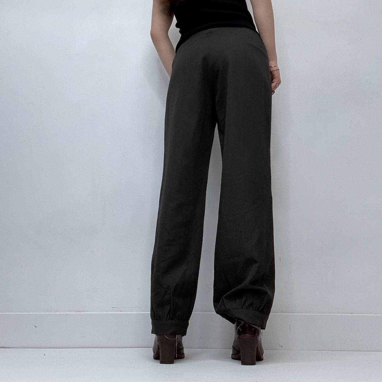Pleated grey low-rise puff trousers