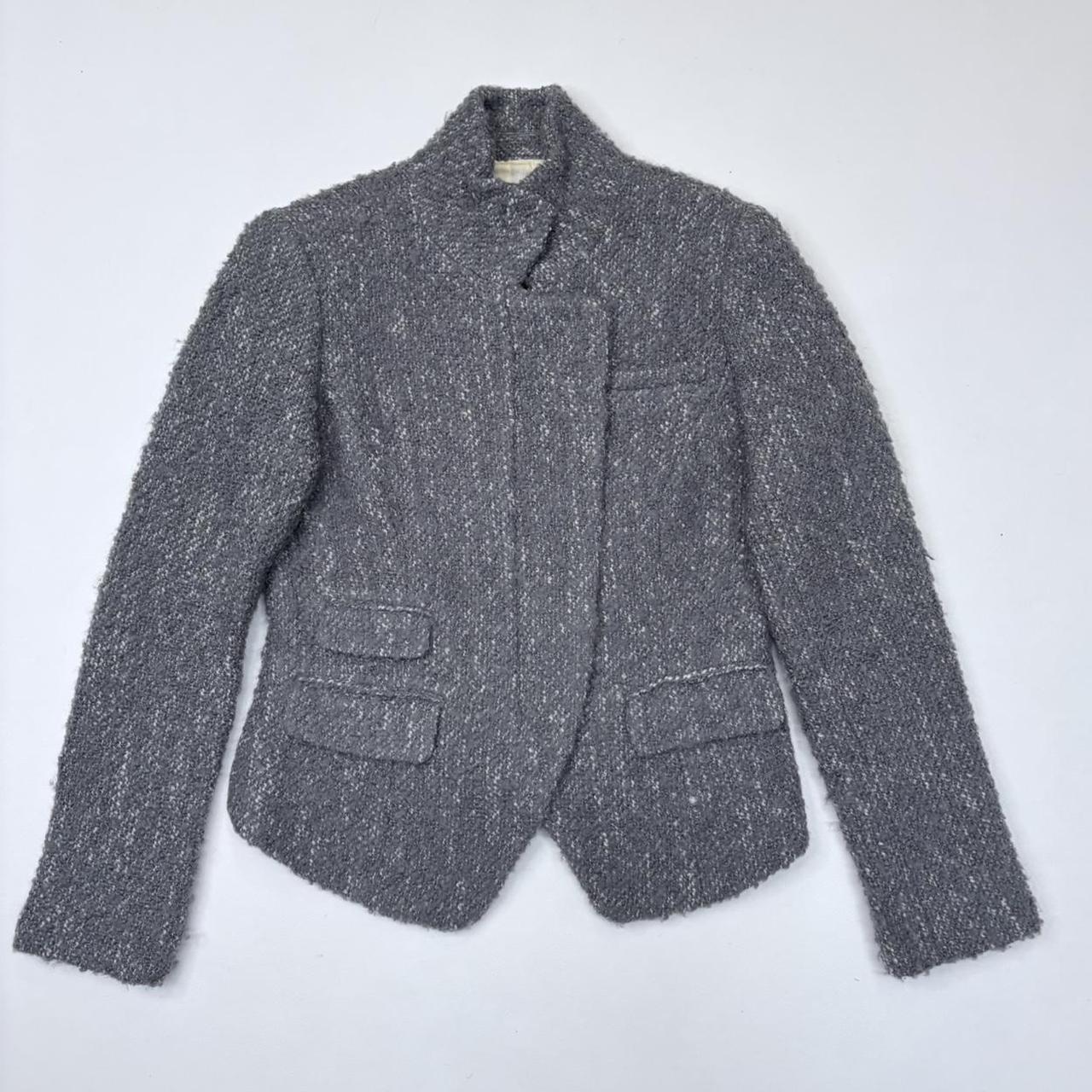 Grey asymmetric preppy work blazer jacket