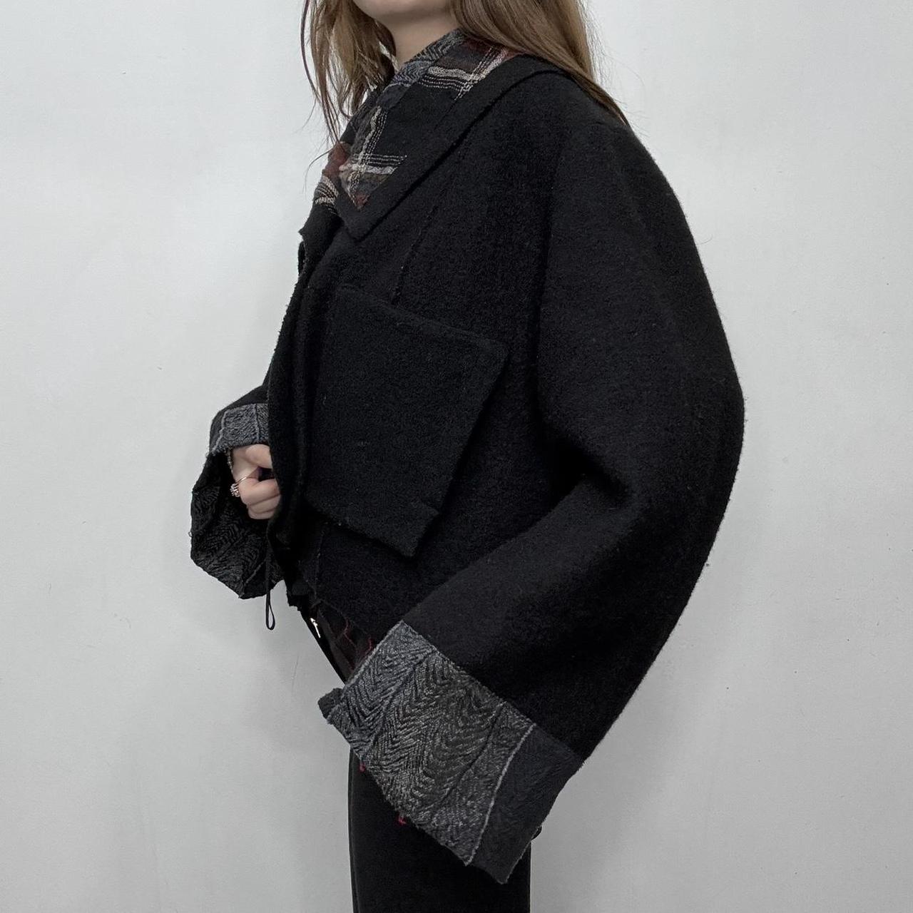 Black oversized wool tartan jacket