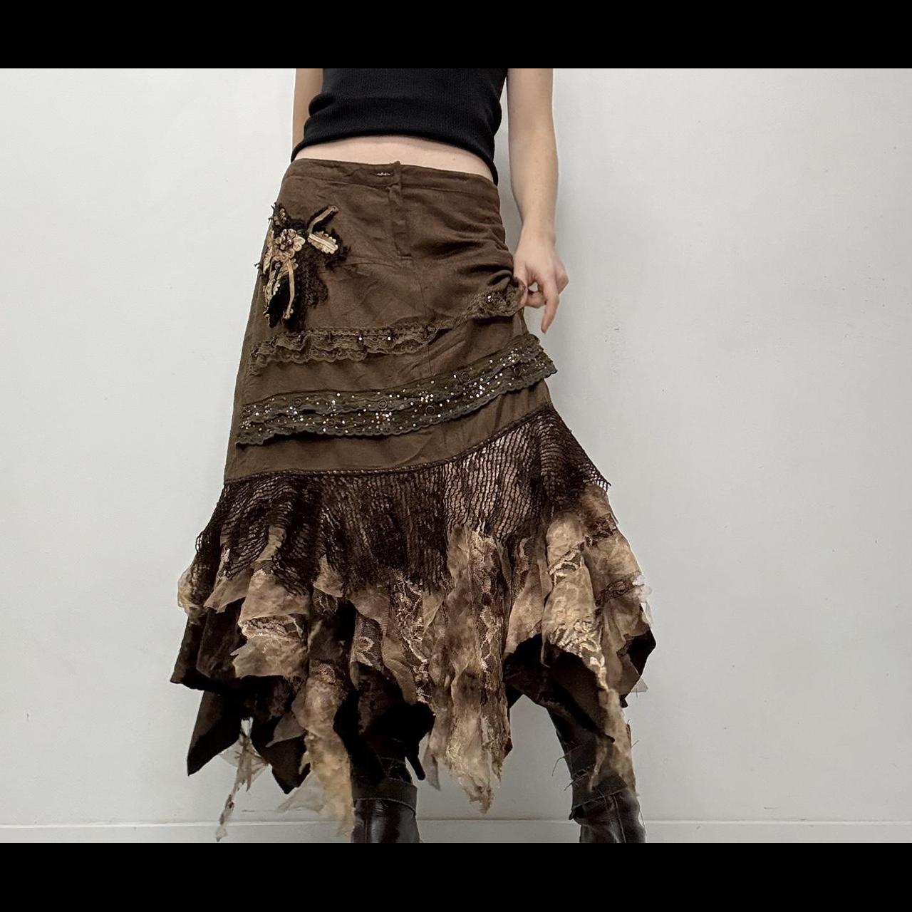 Brown lace fairy grunge skirt