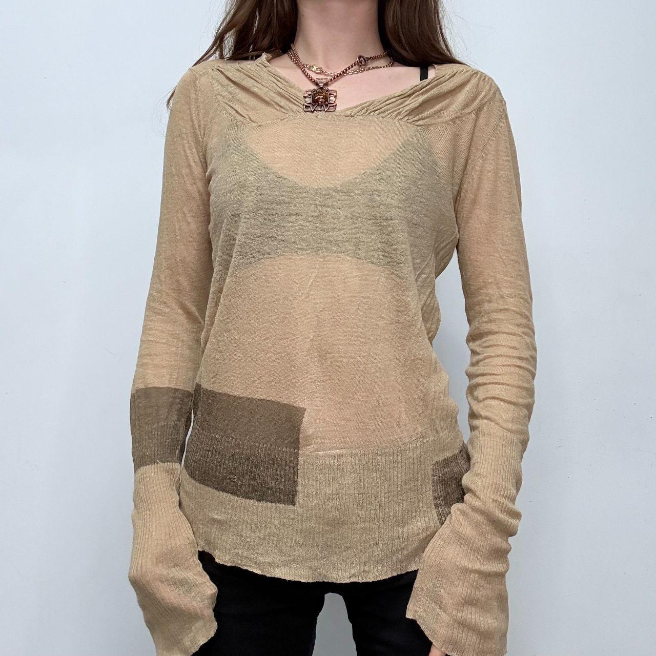 Sheer slouchy linen sheer knit top