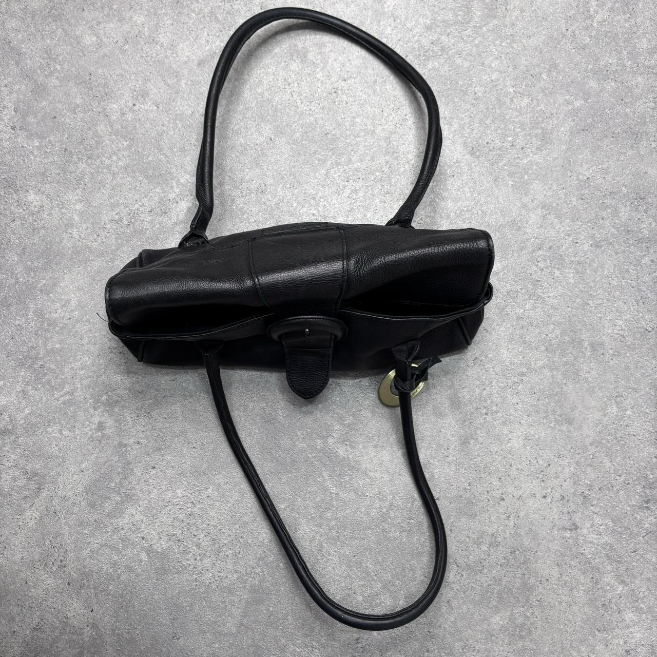 Black leather chunky baguette bag