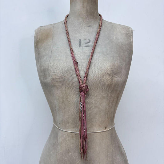 Pink woven chain necklace