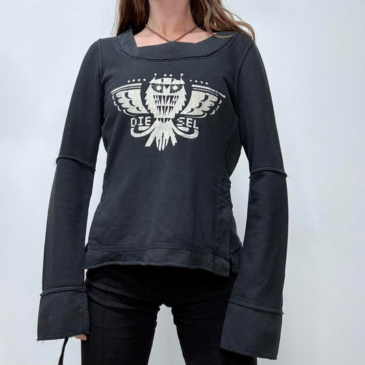 Black flared graphic Diesel shirt