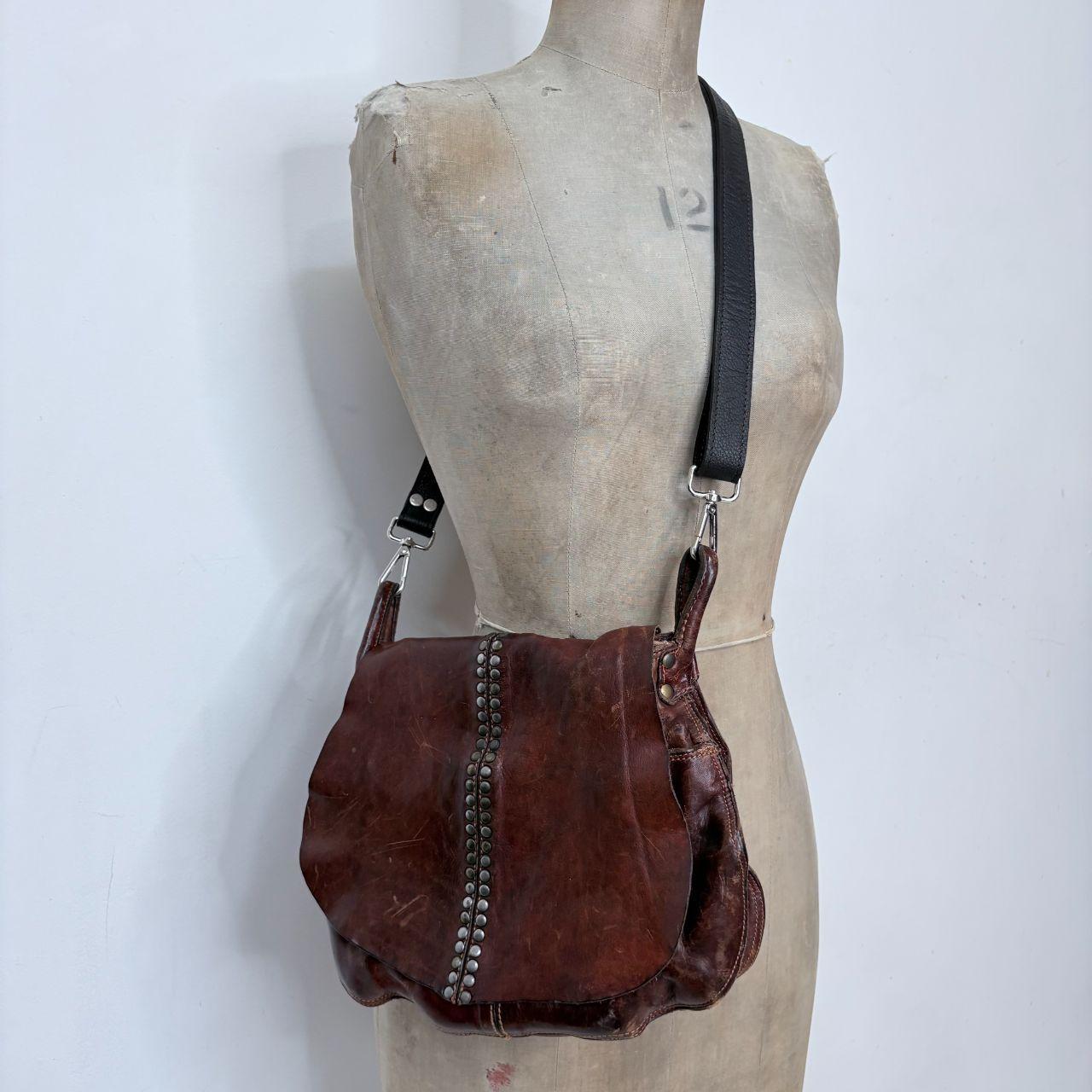 Tan leather studded boho bag