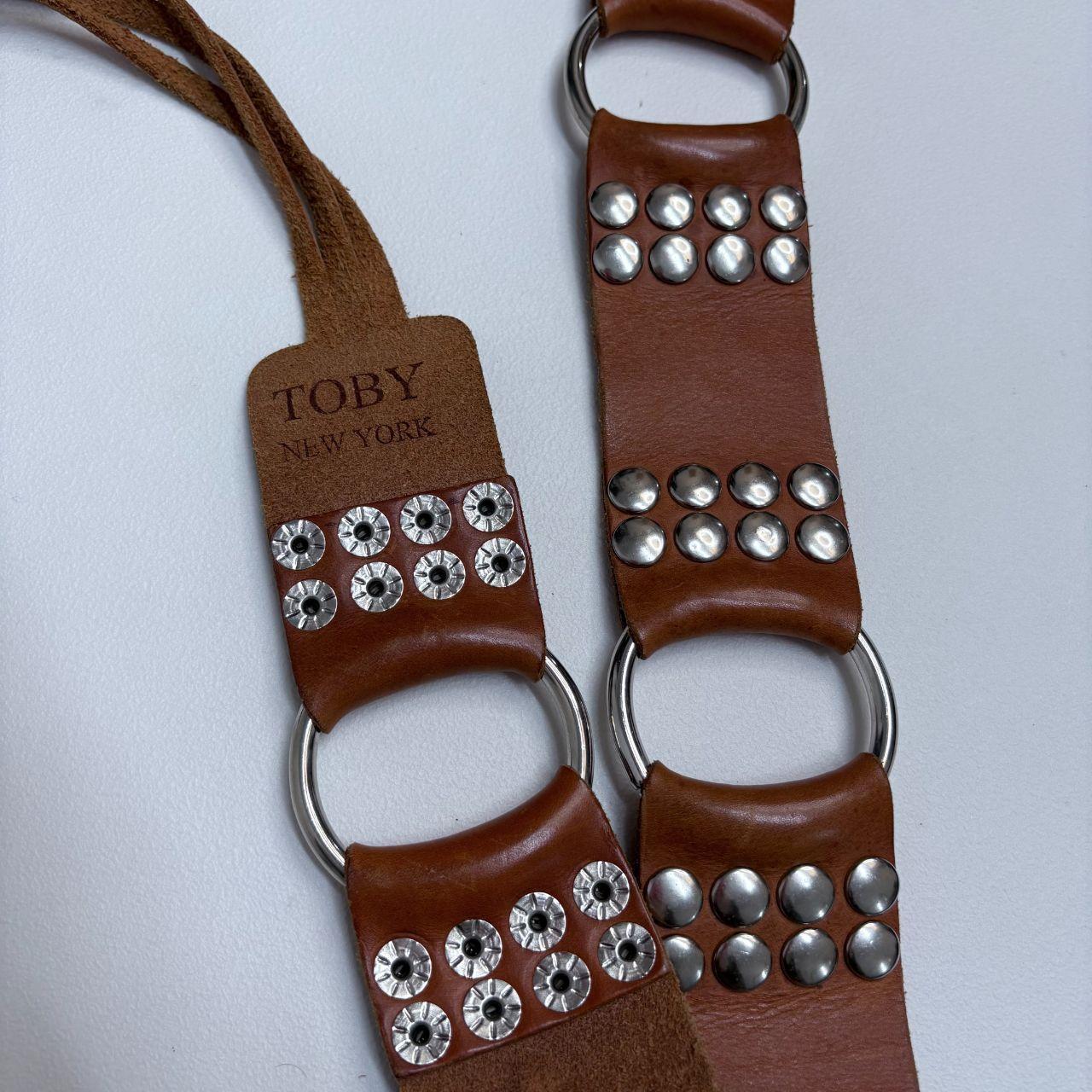 Tan leather studded western belt