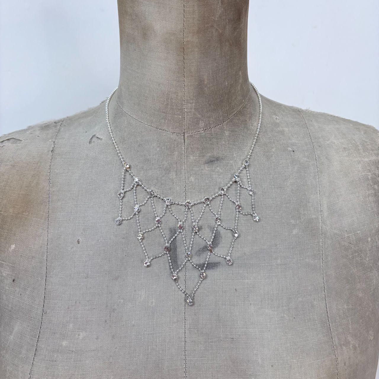 Silver layered tennis necklace