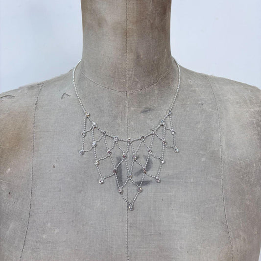 Silver layered tennis necklace